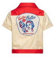 Queen Kerosin Taste Better Work Shirt Red & Off White -L