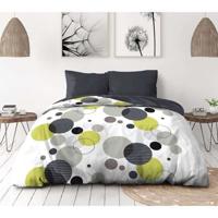 Completo letto in microfibra - HOME LINGE PASSION - BULLES DE REVE - Copripiumino 240 x 260 cm + 2 federe 63 x 63 cm - Grigio