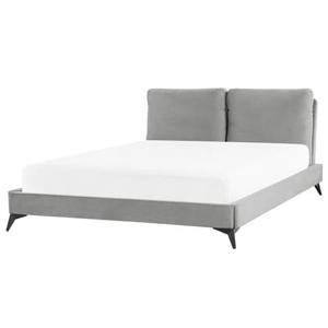 Beliani - MELLE - Tweepersoonsbed - Grijs - 160 x 200 cm - Fluweel