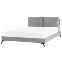 Beliani - MELLE - Tweepersoonsbed - Grijs - 160 x 200 cm - Fluweel