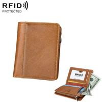 8231 antimagnetische RFID mannen Fashion Crazy Horse Textyure lederen portemonnee kaart tas (bruin)