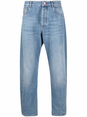 Brunello Cucinelli jean droit à taille mi-haute - Bleu