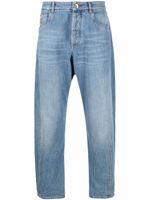 Brunello Cucinelli jean droit à taille mi-haute - Bleu