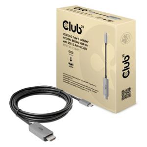 club3D CAC-1587 HDMI-kabel USB-C / HDMI Aansluitkabel USB-C stekker, HDMI-A-stekker 3.00 m Zwart/grijs