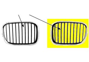 GRILL LINKS vanaf 9/'00 (lamellen ZWART, lijst chroom) 0637511