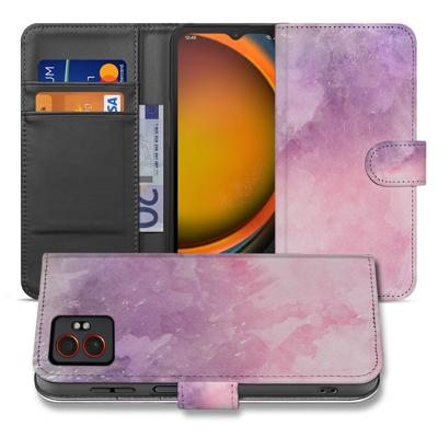 Book Case & Portemonnee Hoesje Samsung Galaxy Xcover 7 Pro | Roze Paars Waterverf Design