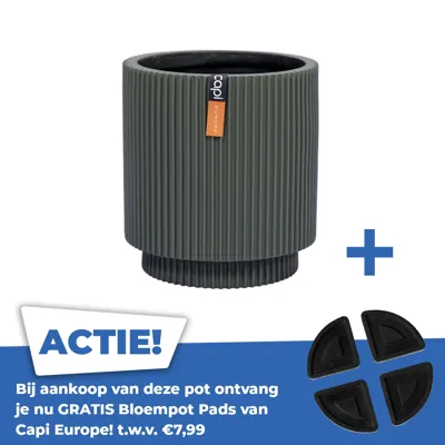 Vaas cilinder groove d15h17cm groen