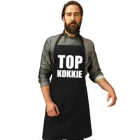 Top kokkie - barbeque en keuken schort - zwart - voor heren - cadeau schorten