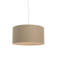 QAZQA Landelijke hanglamp wit met lichtbruine kap 50cm - Combi - thumbnail