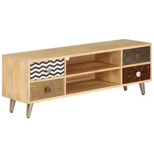 The Living Store Tv-meubel Retro Industrieel - 120 x 30 x 40cm - Massief mangohout en staal