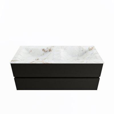 MONDIAZ VICA-DLUX 120cm badmeubel onderkast Urban 2 lades. Inbouw wastafel CLOUD dubbel 2 kraangaten, kleur Frappe.