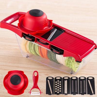 10 in 1 Multifuction plantaardige Cutter RVS Blade Manual aardappel UI dunschiller wortel rasp dicer (rood) 10 in 1 Multifuction plantaardige Cutter RVS Blade Manual aardappel UI dunschiller wortel rasp dicer (rood)