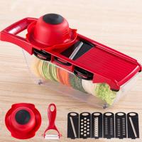 10 in 1 Multifuction plantaardige Cutter RVS Blade Manual aardappel UI dunschiller wortel rasp dicer (rood) 10 in 1 Multifuction plantaardige Cutter RVS Blade Manual aardappel UI dunschiller wortel rasp dicer (rood)