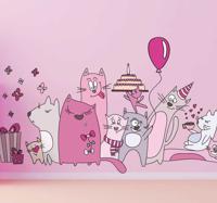 sticker kinderkamer katten en poezen verjaardag