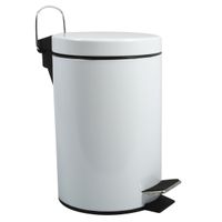 Prullenbak/pedaalemmer - metaal - wit - 3 liter - 17 x 25 cm - Badkamer/toilet