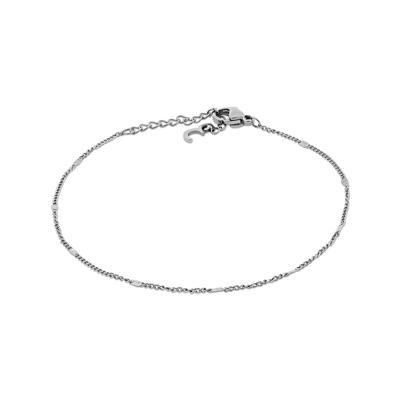 Platte schakelarmband met coin - Stainless steel - Zilver