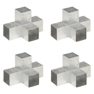VidaXL Paalverbindingen 4 st x-vorm 91x91 mm gegalvaniseerd metaal
