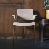 Dutchbone Eetkamerstoel 'Portland' Geweven stof, kleur Beige