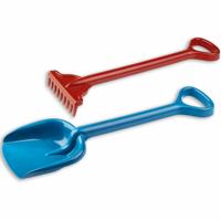 T & F Creations Strand set - schep / hark - blauw en rood - 56 cm - zandbak speelgoed