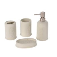 Badkamer/toilet accessoires set polystone 4-delig mat wit - thumbnail