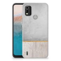 Nokia C21 Plus | Bumper Hoesje | Wood Concrete