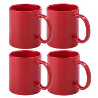 Koffie mokken/bekers - 6x - keramiek - met oor - rood - 370 ml - thumbnail