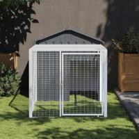 VidaXL Kippenhok met ren antraciet 117x201x123 cm gegalvaniseerd staal