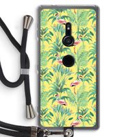 Flamingo party: Sony Xperia XZ2 Transparant Hoesje met koord