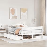 Bedframe zonder matras massief grenenhout wit 120x190 cm