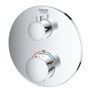 Grohe Grohtherm Inbouwthermostaat - 2 knoppen - zonder omstel - rond - chroom 24075000