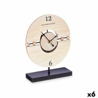 Tafelklok Ballen Zwart Metaal Hout MDF 20,5 x 26,5 x 7 cm (6 Stuks)