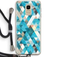 Gekleurde driehoekjes blauw: Samsung Galaxy J6 (2018) Transparant Hoesje met koord