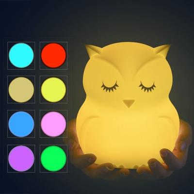 Leuke uil cartoon kleurrijke LED Lamp creatieve siliconen nacht licht childrens toy lamp slaapkamer decoratie opladen USB-licht