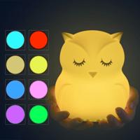 Leuke uil cartoon kleurrijke LED Lamp creatieve siliconen nacht licht childrens toy lamp slaapkamer decoratie opladen USB-licht