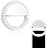 Basey Selfie Ring Light Universeel - Selfie Ring Lamp Met Clip Universeel - Selfie Ringlight LED Light Op Batterij - Wit - thumbnail
