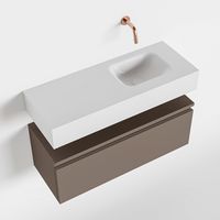 Toiletmeubel Mondiaz Andor | 80 cm | Meubelkleur Smoke | Lex vrijhangend wastafel Talc Rechts | Zonder kraangat