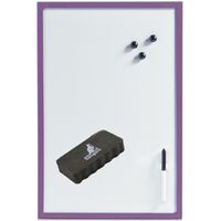 Magnetisch whiteboard/memobord met marker/wisser/magneten - 40 x 60 cm - paars