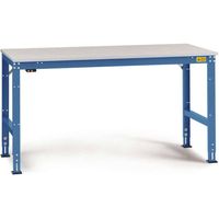 Manuflex LU4028.5007 ESD ESD-werktafel universele standaard achtergrond tafel met melamine schijf, bxdxh = 1250 x 600 x 763-873 mm Stralend blauw (RAL 5007) - thumbnail
