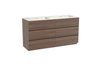 Storke Edge staand badmeubel 150 x 52 cm notenhout met Mata dubbele wastafel in - thumbnail