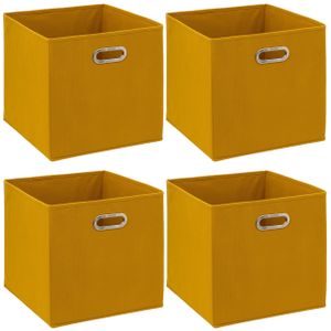 Set van 6x opbergmand 29 liter geel linnen 31 x 31 x 31 cm