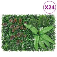 VidaXL Hek met kunstplanten 24 st 40x60 cm groen
