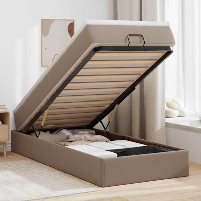 Ottoman bed met matras 100x200cm kunstleer cappuccinokleurig