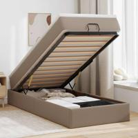 Ottoman bed met matras 100x200cm kunstleer cappuccinokleurig