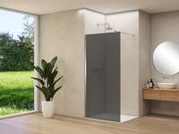 Inloopdouche Van Rijn Products ST01 120x200 cm 8 mm Rookglas Incl. Beslag met Muurprofiel en Stabilisatiestang Geborsteld RVS