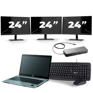Fujitsu LifeBook S938 - Intel Core i7-8e Generatie - 13 inch - 16GB RAM - 256GB SSD - Windows 11 + 3x 24 inch Monitor