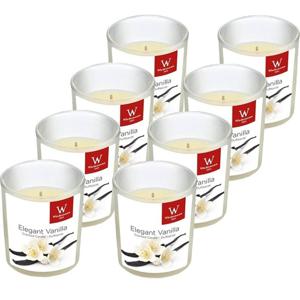 Trend Candles Geurkaars - 8x - in glas - Vanille aroma - 25 branduren - 7 x 8 cm