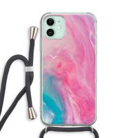 Roze explosie: iPhone 11 Transparant Hoesje met koord