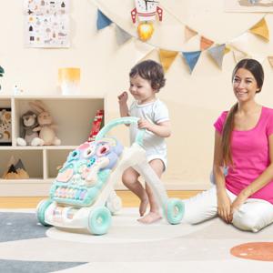 Baby Walker met Verwijderbaar Speelbord & Lichten en Muziek Loop Vrij voor Baby vanaf 0 Maanden Blauw