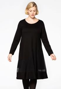 Yoek Jurk asymmetrisch ruches | Zwart | Maat 38/40