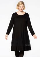 Yoek Jurk asymmetrisch ruches | Zwart | Maat 38/40